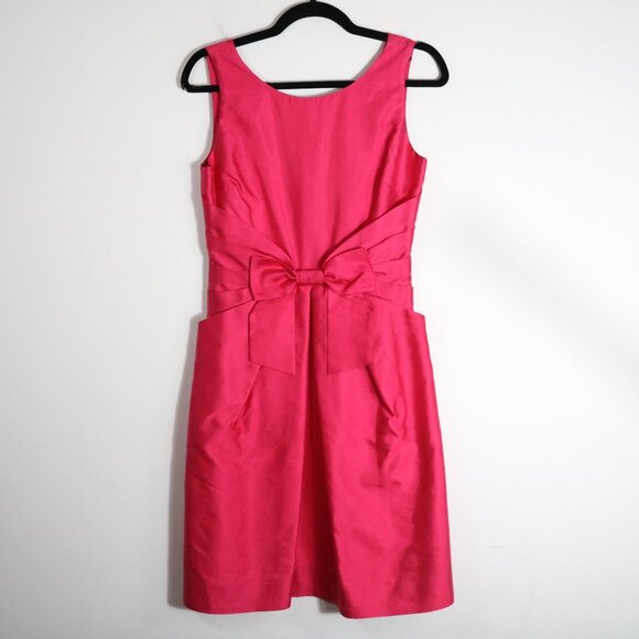 Kate Spade Silk Jillian Bow Front Dress Womens 4 Pink High Neck Fit Flare Preppy - Picture 1 of 7